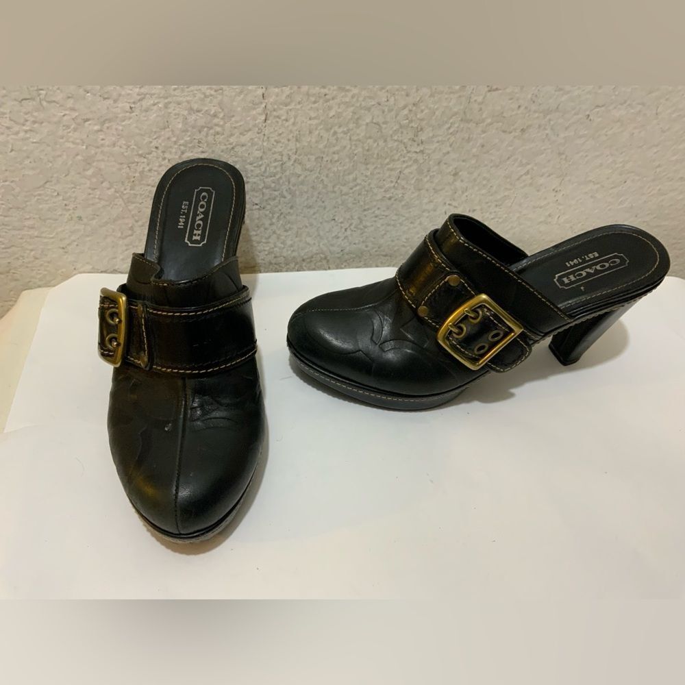 Coach Candace Buckle Mules Clogs Vintage Grunge Y2k Business Black Leather